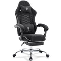 Black Green Ergonomic Gaming Chair with Footrest and Massage Lumbar Support B87175