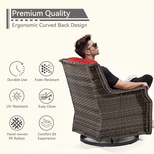 Outdoor Swivel Rocker Patio Chair with Olefin Fabric Cushions Z2125