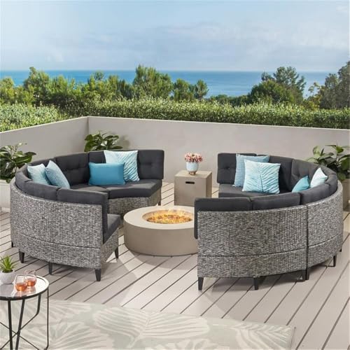 Outdoor Wicker Full Round Sofa Set with Fire Table O380051