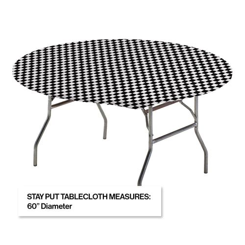 12 Black Checkered Round Disposable Plastic Table Covers F656