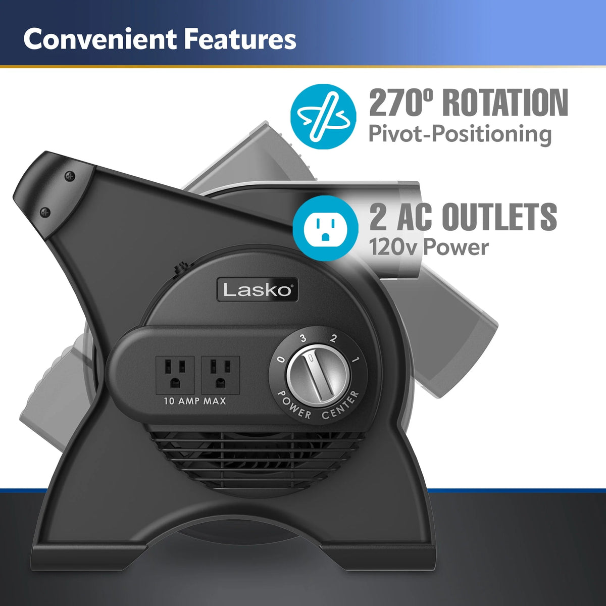 12 Pivoting High Velocity 3-Speed Blower Fan with Outlets, Black G275