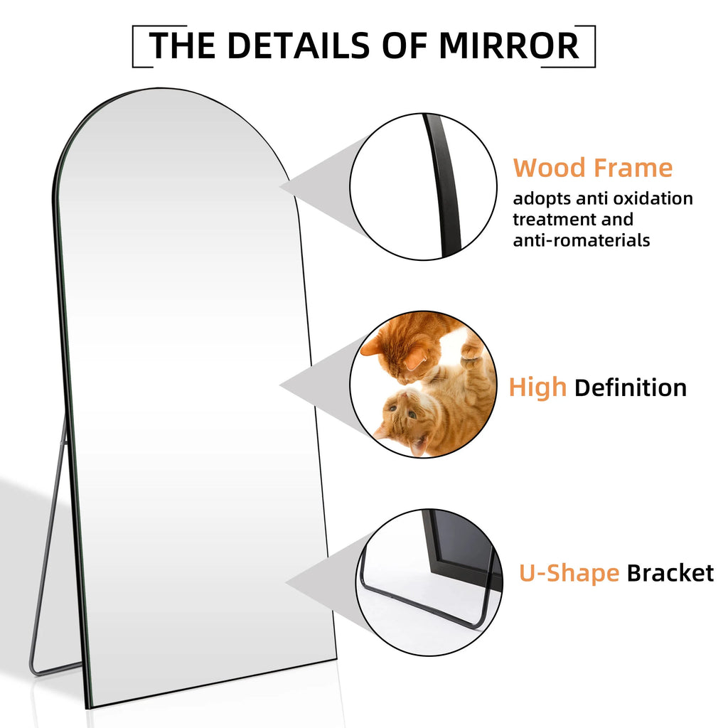 71"×28" Large Full Length Mirror with Stand, Black L272