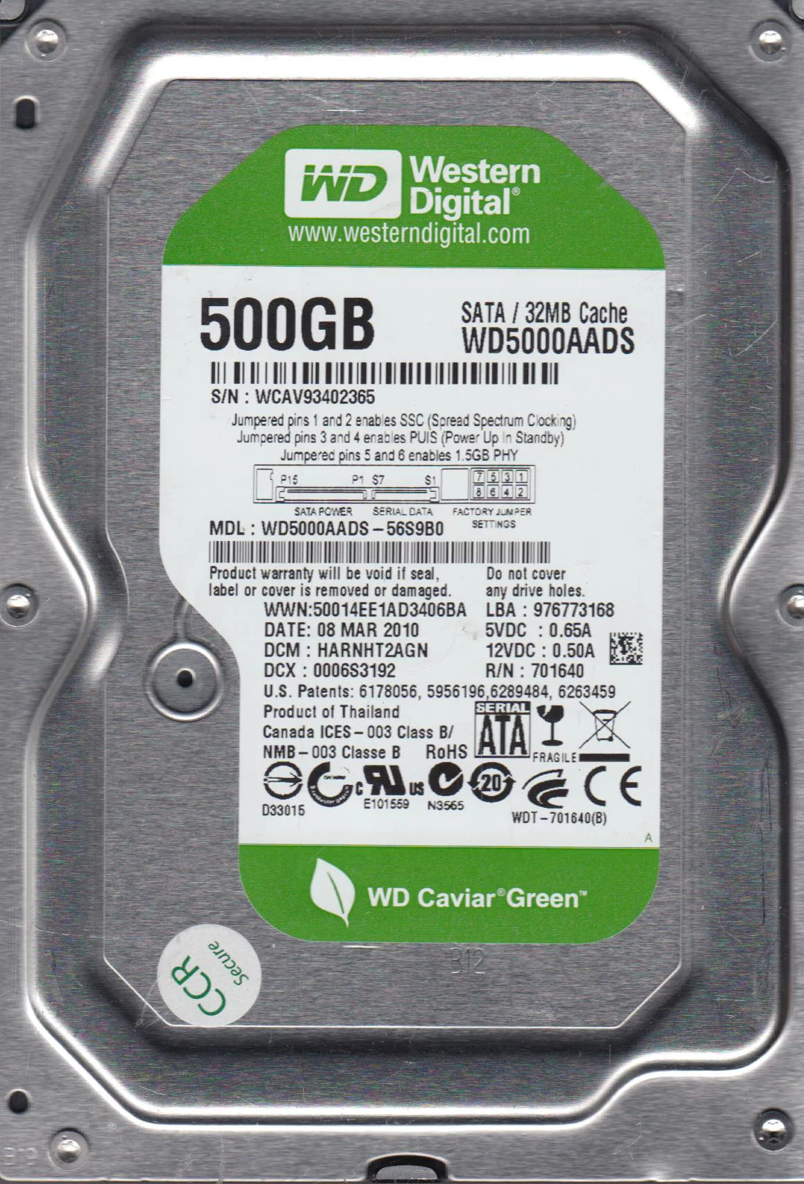 500GB SATA 3.5 Hard Drive Z69649