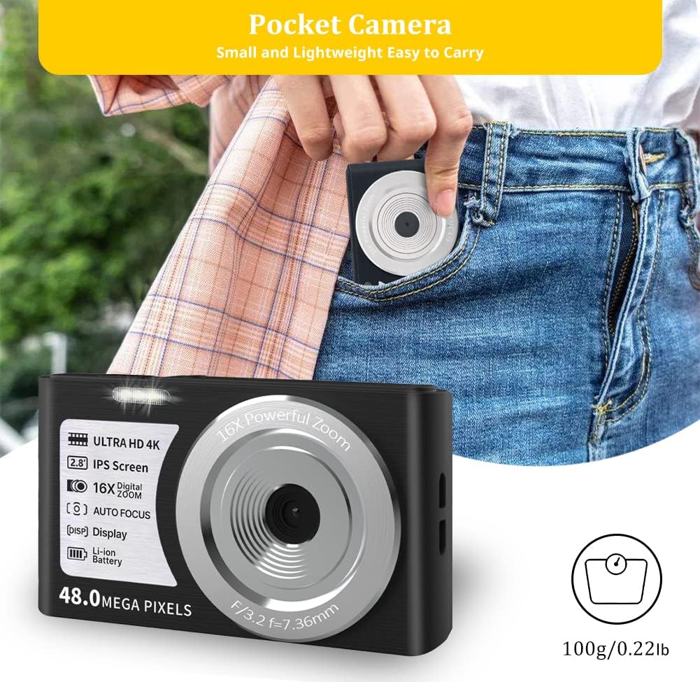 4K 48MP Portable Pocket Camera with Charger Dock, 2.8 LCD Screen, Pack of 2 M5775