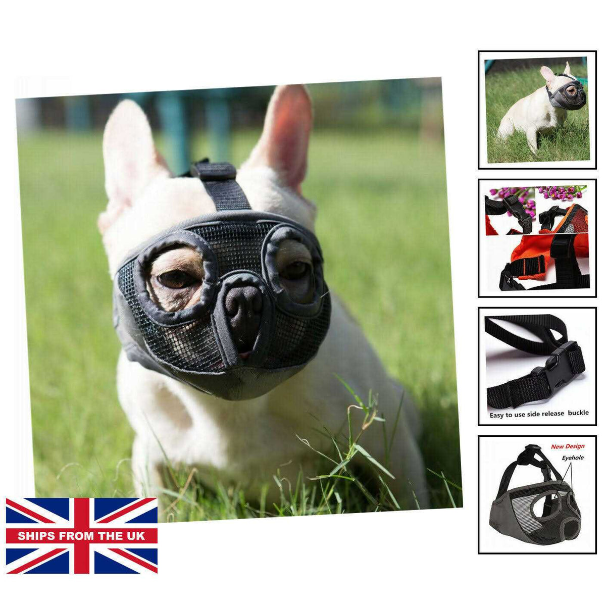 Adjustable Breathable Mesh Short Snout Dog Muzzle L995909