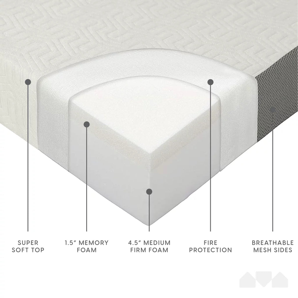 6-Inch Memory Foam Tri Folding Mattress with Removable Cover C2647