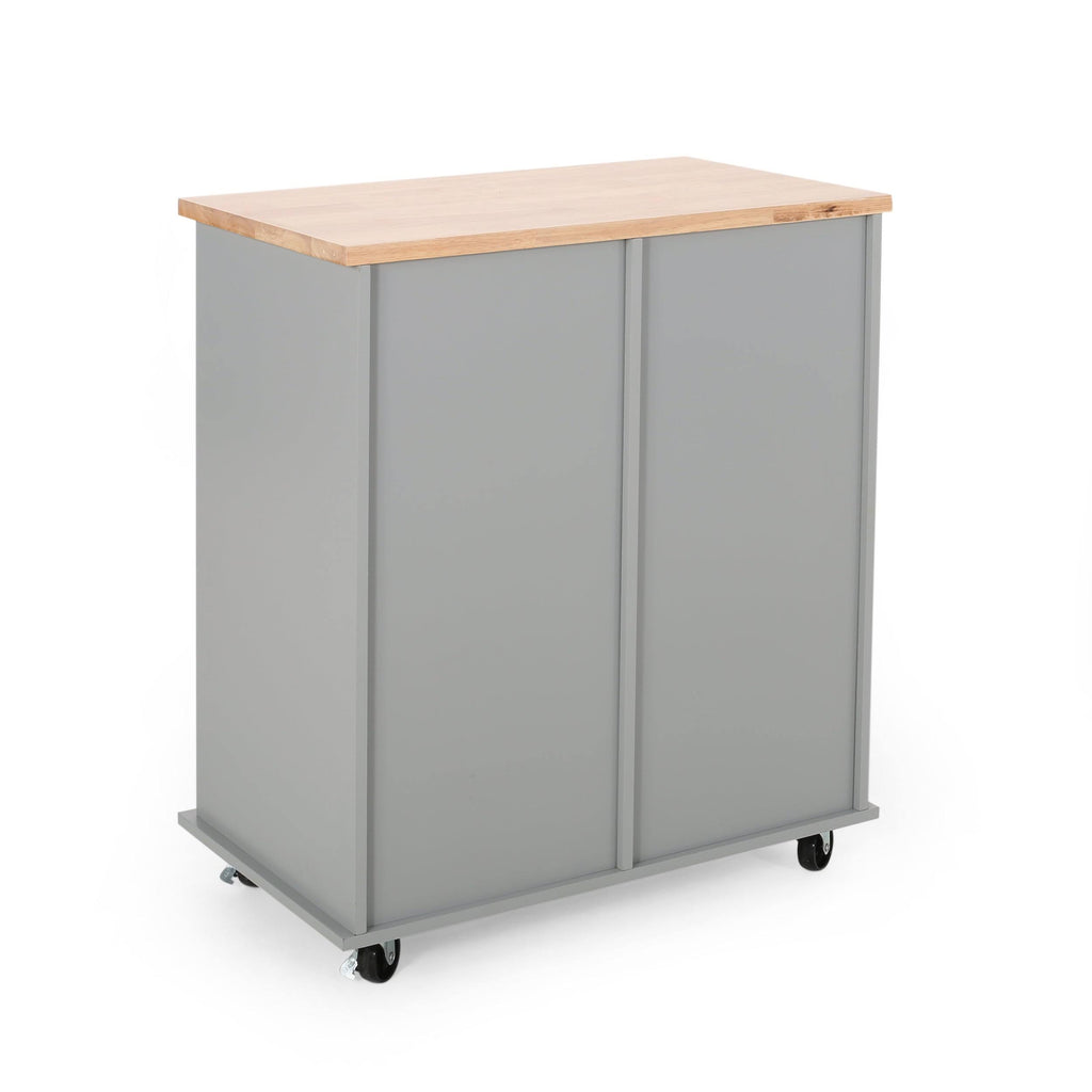 Natural + Black Kitchen Cart with Wheels V876