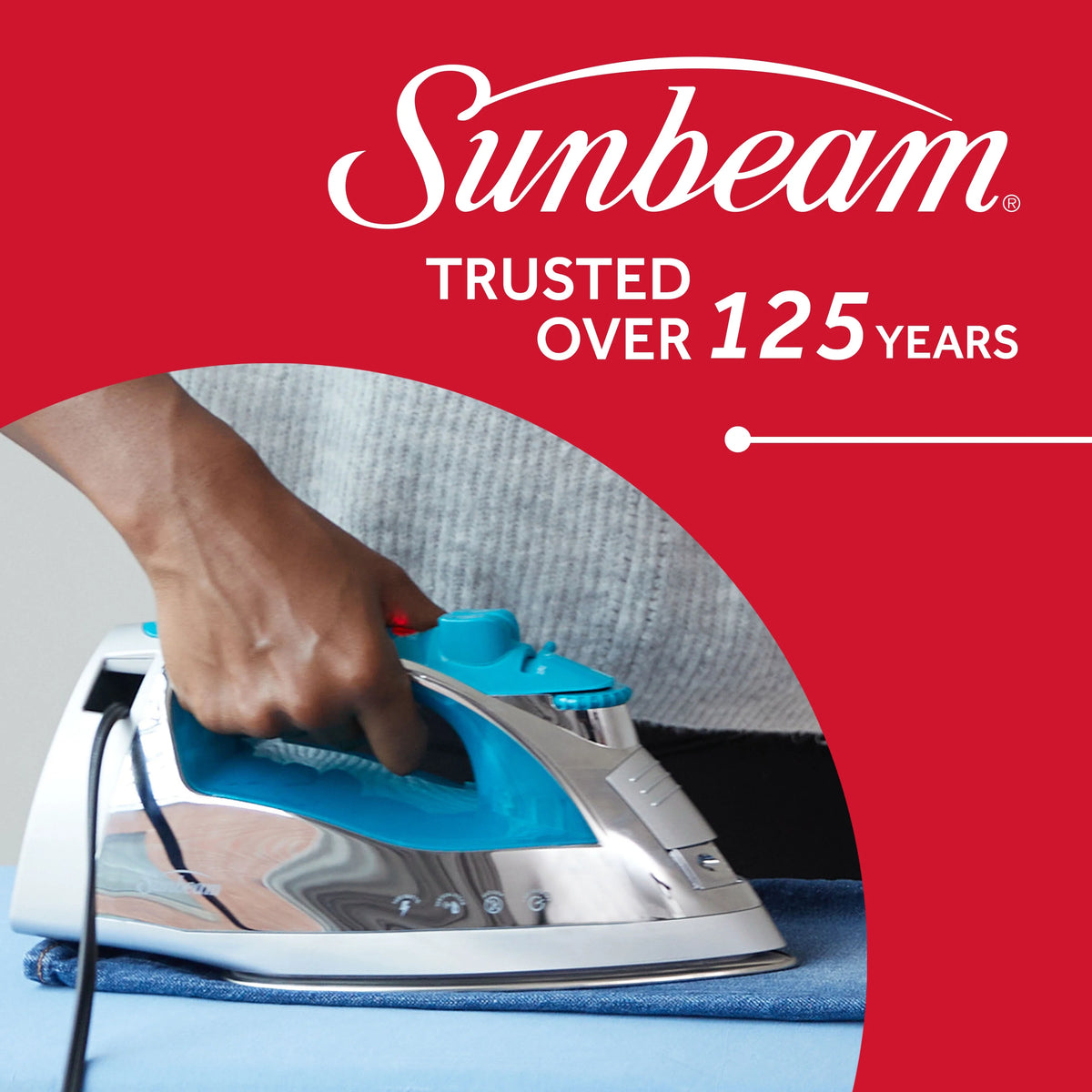 Chrome and Teal Finish Steam Iron with Retractable Cord P2825