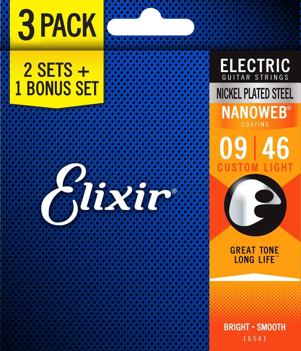 Set of 3 Nickel Plated Steel Electric Guitar Strings B845017