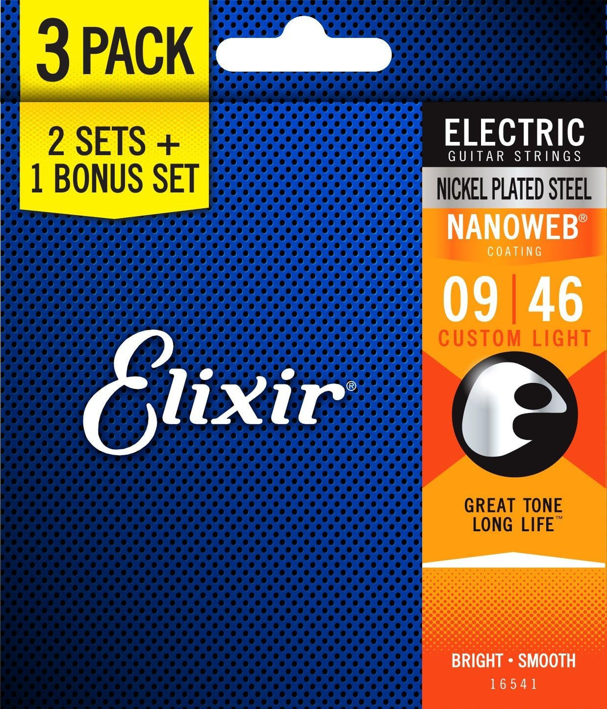 Set of 3 Nickel Plated Steel Electric Guitar Strings B845017