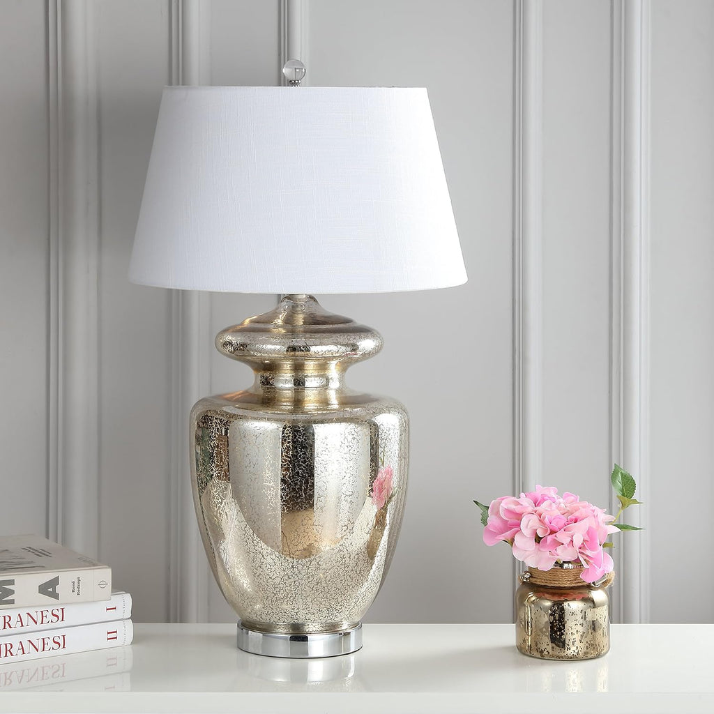 Glass LED Table Lamp Mercury Silver Ivory G1876