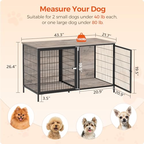 Rustic Brown Dog Crate Furniture with Removable Divider S983