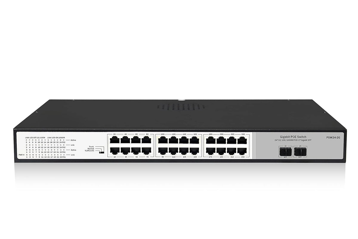 24 Port Gigabit PoE Switch with 2 SFP Uplink Ports, 300W Budget R390794