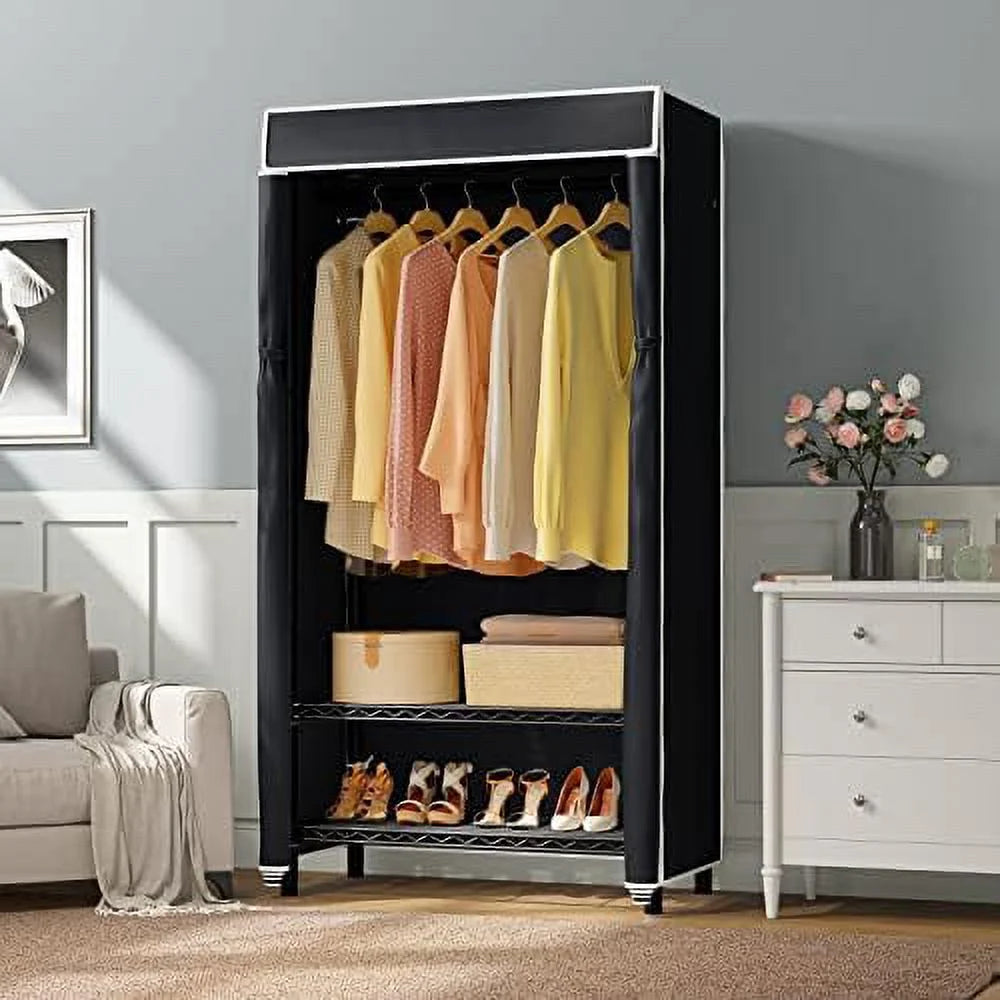 3 Tiers Garment Rack with Cover Black J1098