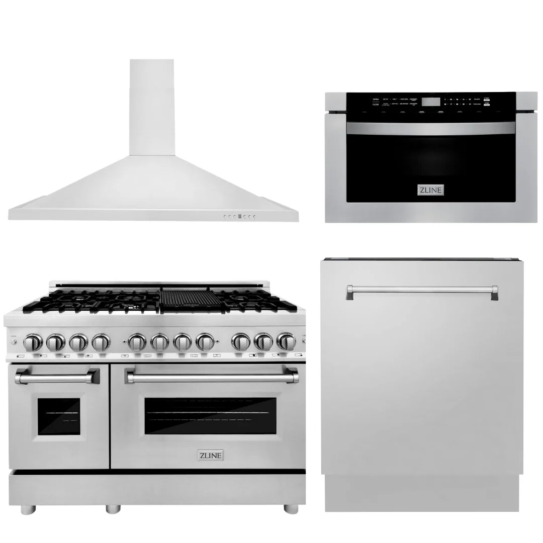 48 In. Dual Fuel Range, Range Hood, Microwave Drawer, Dishwasher R476037