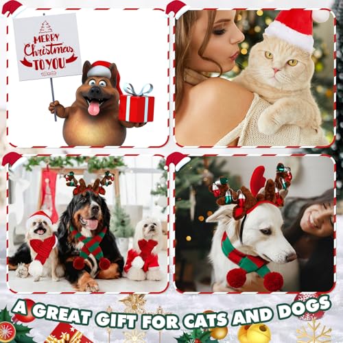 4 Pcs Dog Christmas Antlers Headband Scarf Set P2898