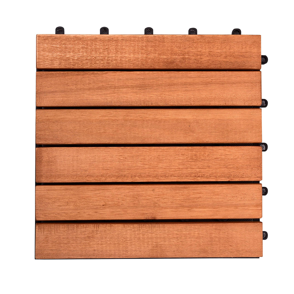 FSC Eucalyptus Interlocking Deck Tile 6 Slats Set of 10 H783
