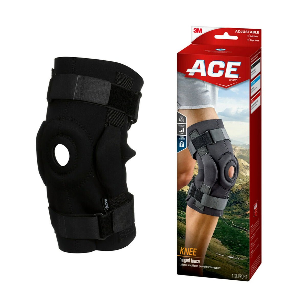 Hinged Knee Brace Black One Size V116436