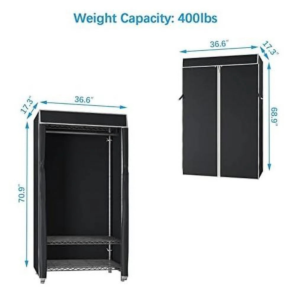3 Tiers Garment Rack with Cover Black J1098