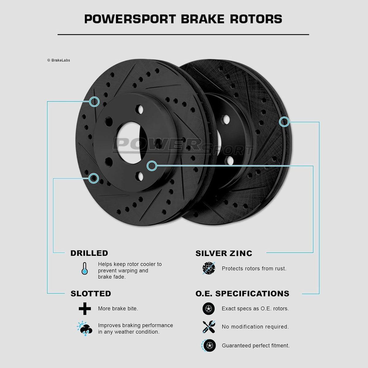 Black Drilled Slotted Brake Rotors and Semi Metallic Brake Pads E246