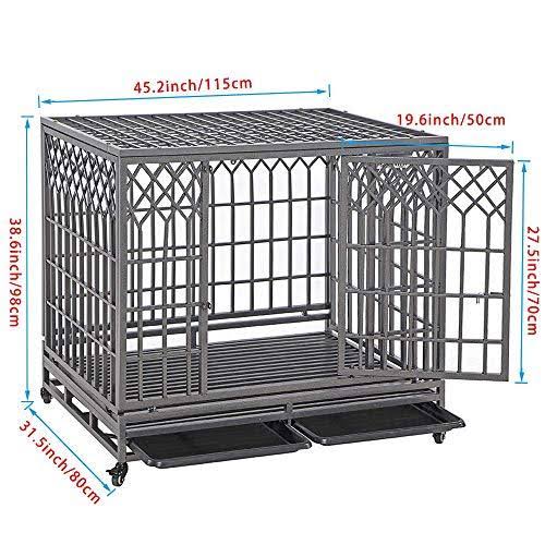 46 inch Heavy Duty Metal Dog Crate with Wheels G291