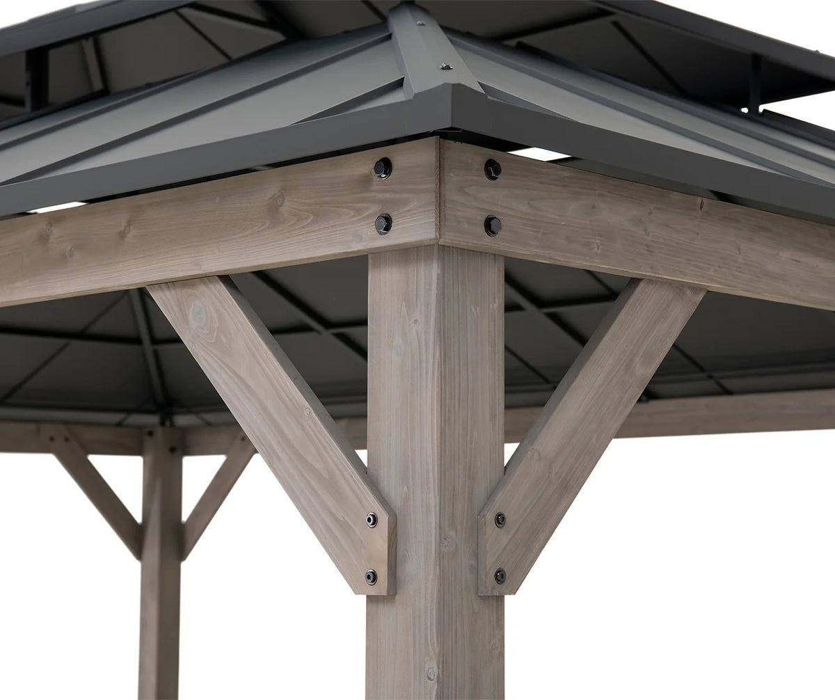 12x16 ft. Steel Hardtop Gazebo with 2-tier Metal Roof Q28148