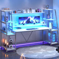 78.8'' Black Gaming Desk with LED Lights, Hutch and Storage Shelves V5226