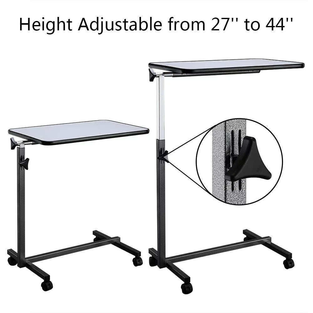 Adjustable Overbed Bedside Table with Wheels Gray R89508