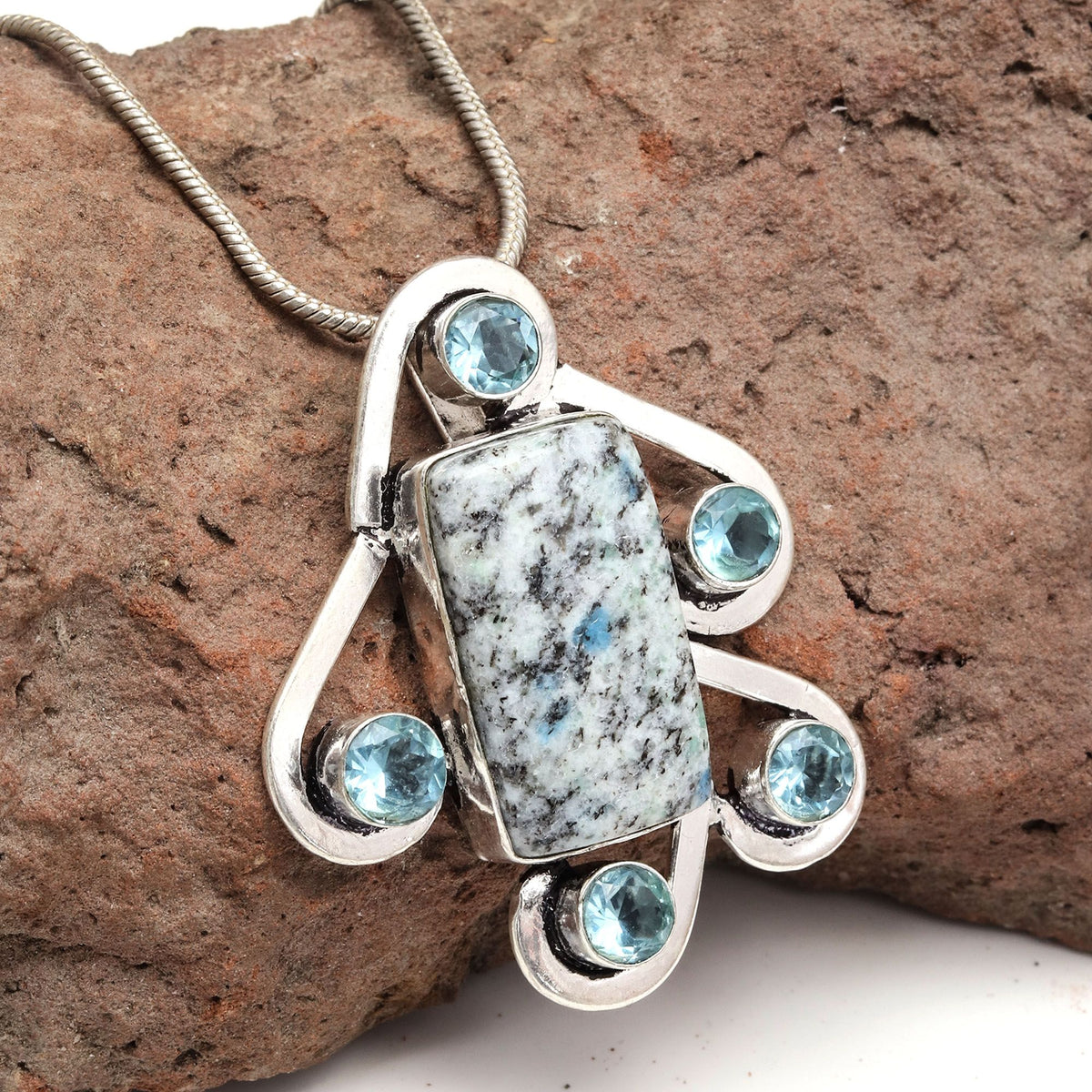 Handmade 925 Silver Jasper Gemstone Necklace B88802