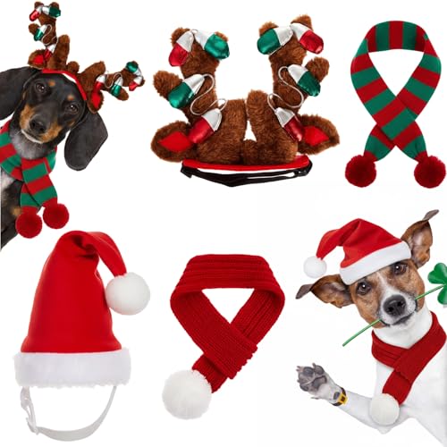 4 Pcs Dog Christmas Antlers Headband Scarf Set P2898