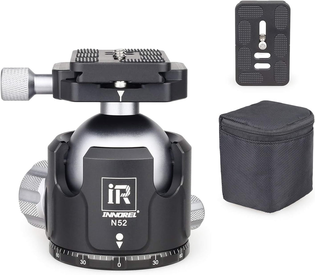 52MM All Metal Camera Ball Head with Two 1/4 Quick Release Plates Q8987
