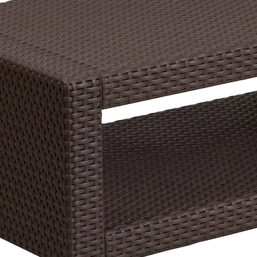 Chocolate Brown Faux Rattan Coffee Table T6156