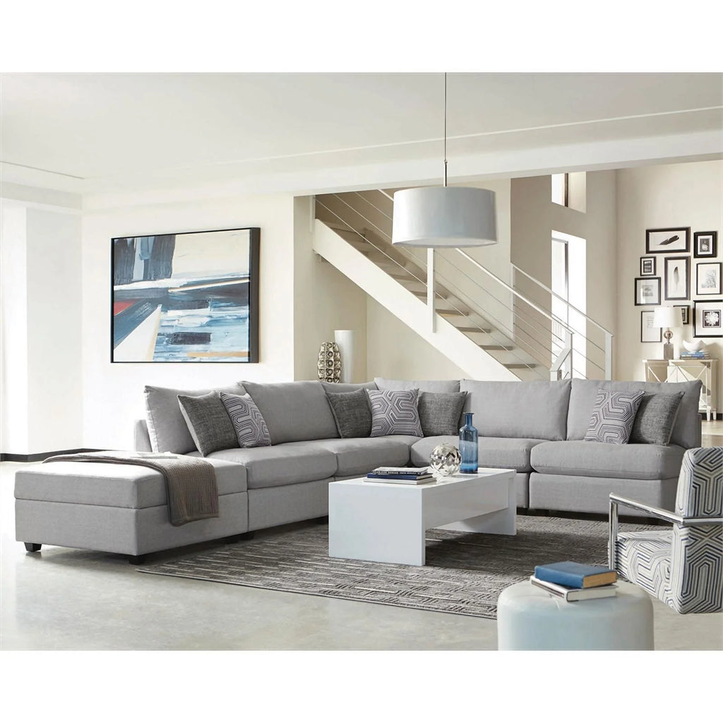 5-piece Fabric Upholstered Modular Sectional Gray B340