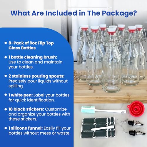 1 Liter Glass Flip Top Bottle Pack of 6 G1656