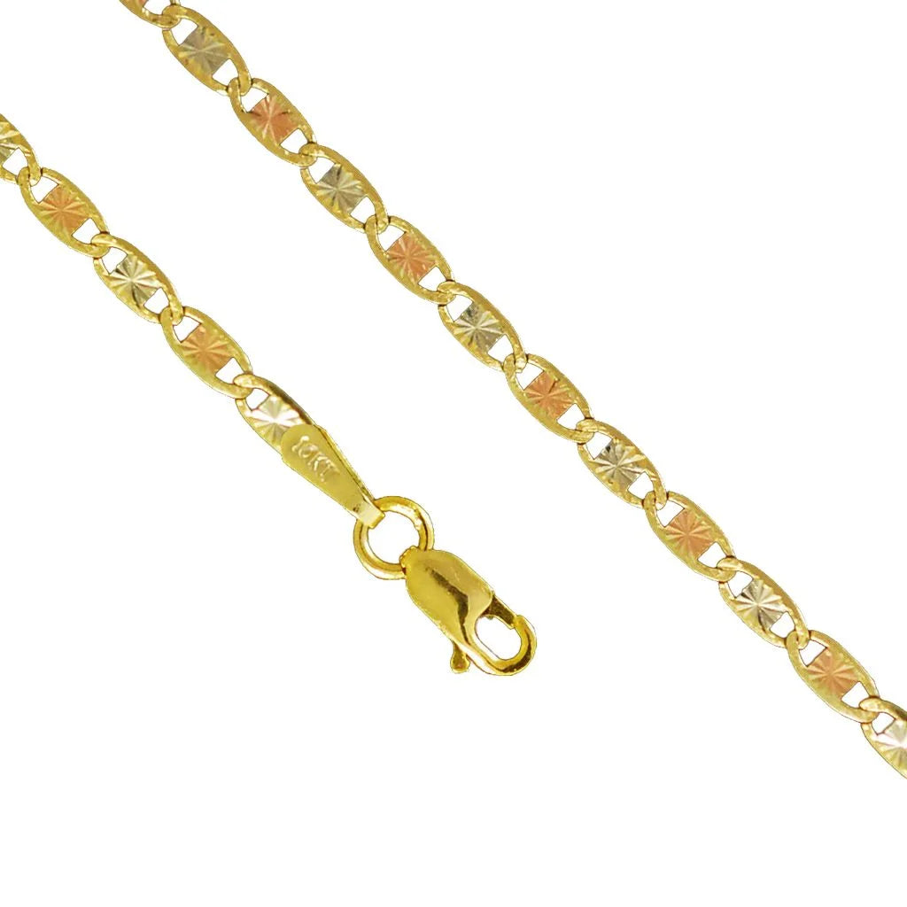 Tri Color Gold Necklace Chain Link Lobster Clasp 20 Inches H4845