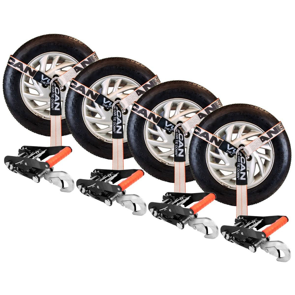 2 inch x 96 inch Car Tie Down with Snap Hooks, 4 Pack N86735