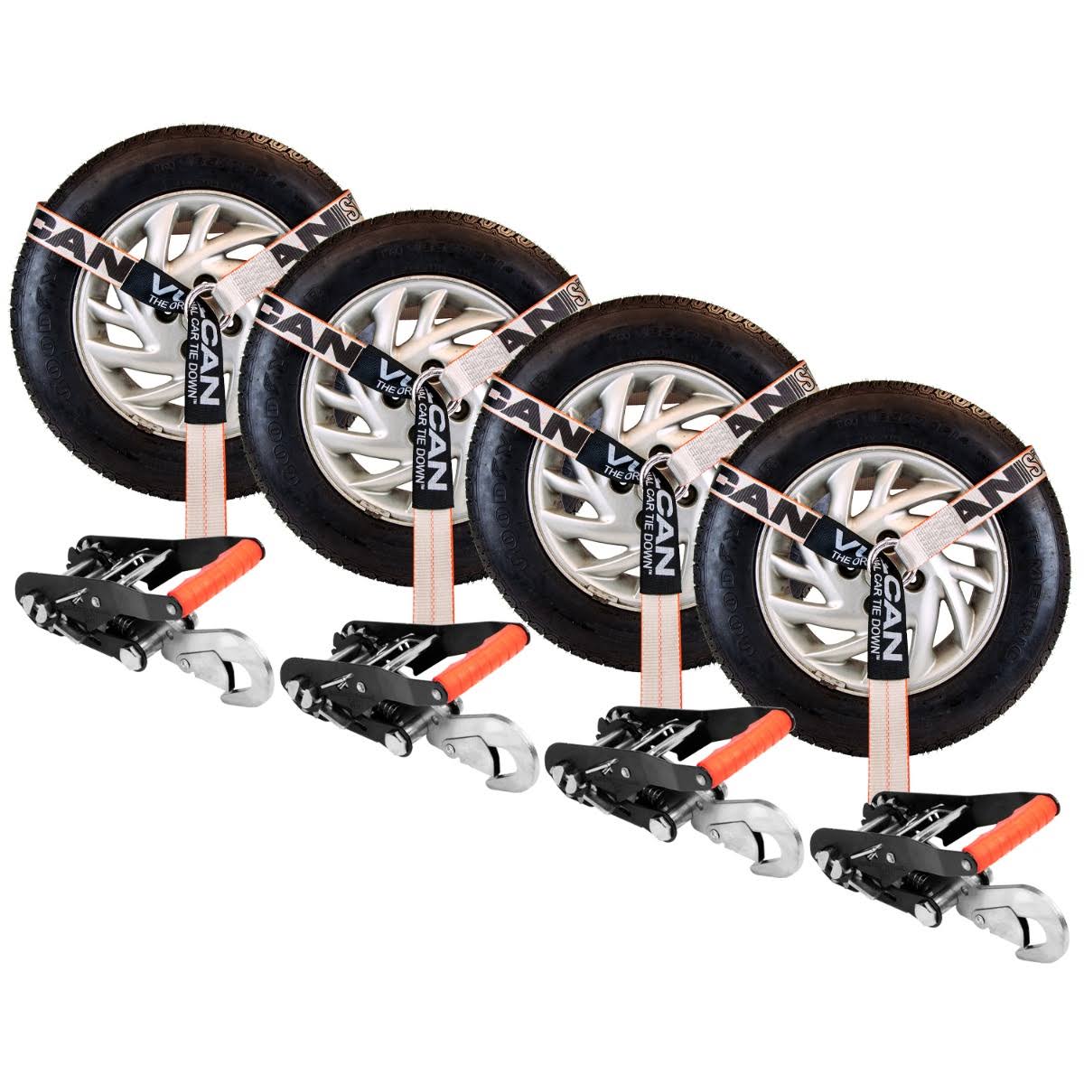 2 inch x 96 inch Car Tie Down with Snap Hooks, 4 Pack N86735