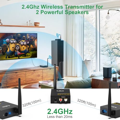 2.4Ghz Wireless Audio Transmitter Receiver with RCA Out/Input D784432