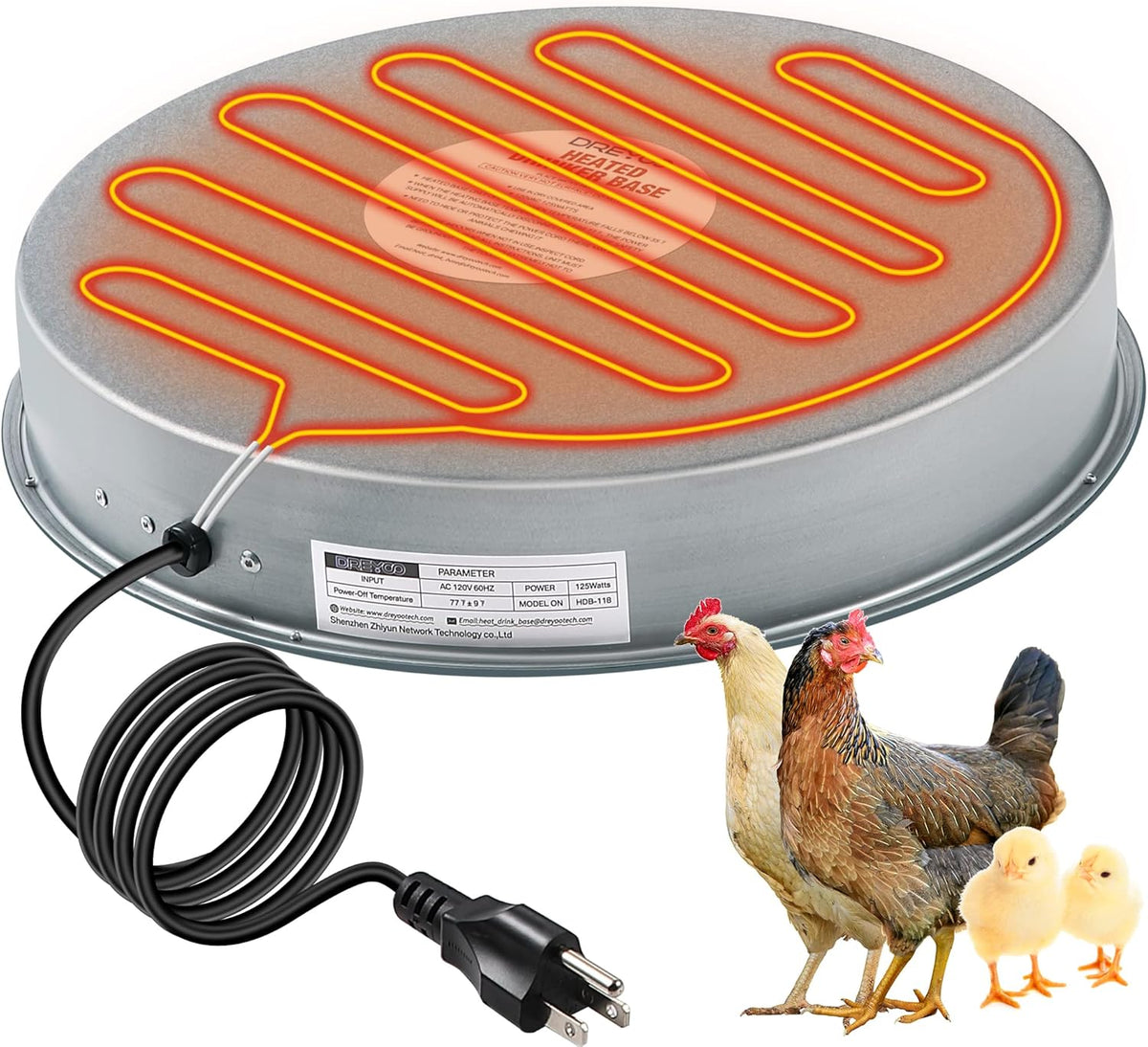 Heated Base Chicken Water Heater 125 Watts H47501