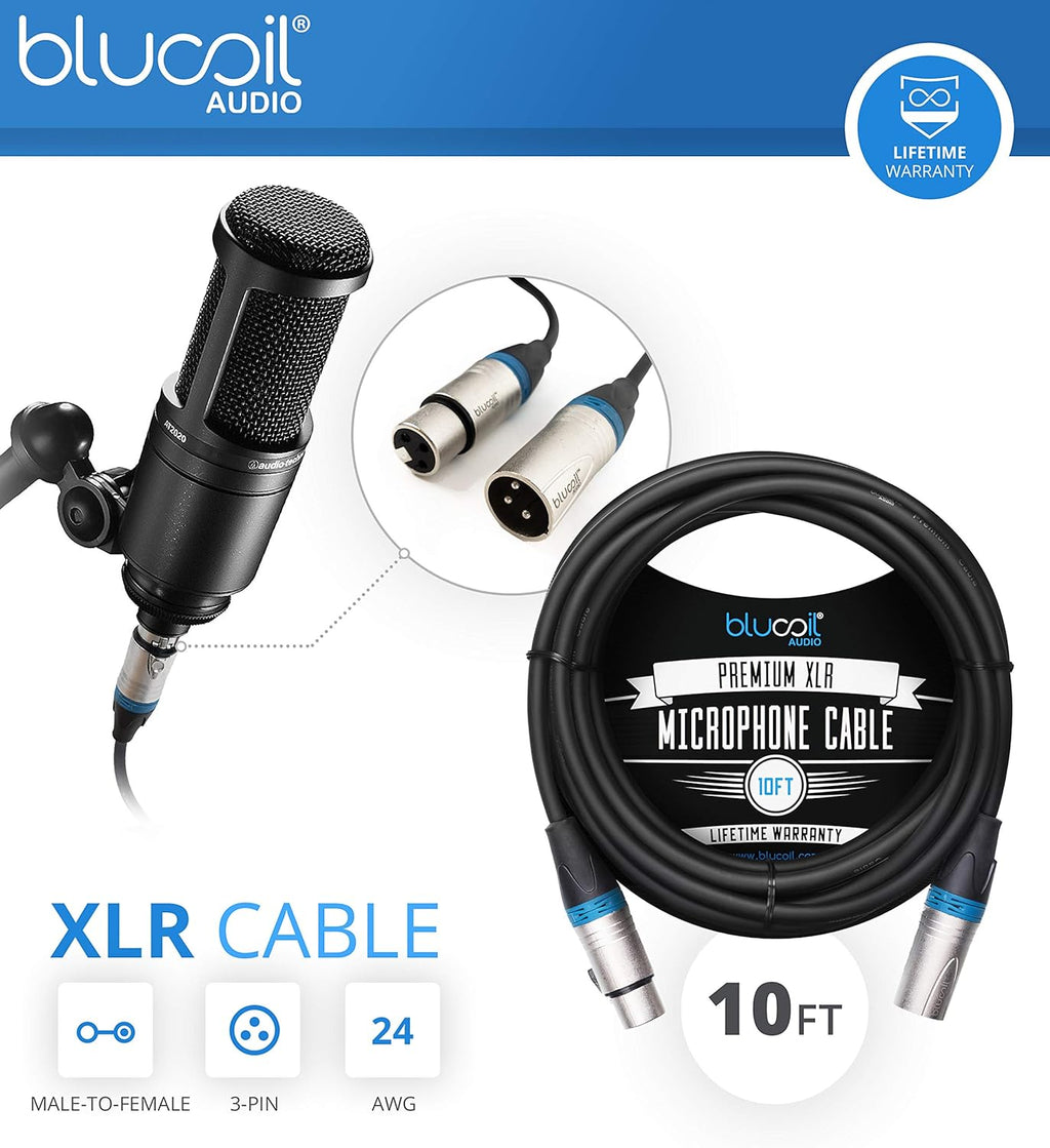 Cardioid Condenser Studio XLR Microphone Bundle with USB Audio Interface, XLR Cable, Pop Filter, Headphone Hook, and Headphones A8000