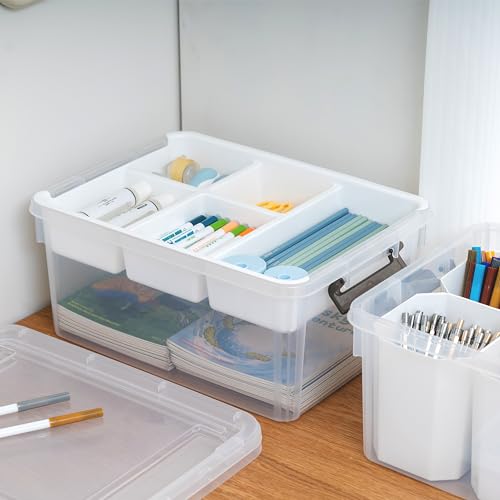 17 QT Plastic Storage Box with Removable Tray U761