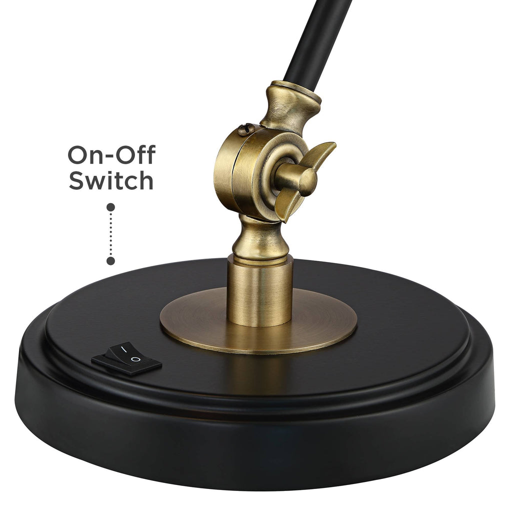 Modern Industrial Desk Table Lamp with USB Charging Port Adjustable Black Antique Brass L670188