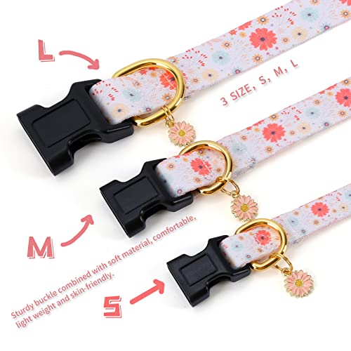White Peach Dog Collar with Pendant (Small) V233380