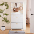 White Entryway Armoire with Drawers and Shelves M8193