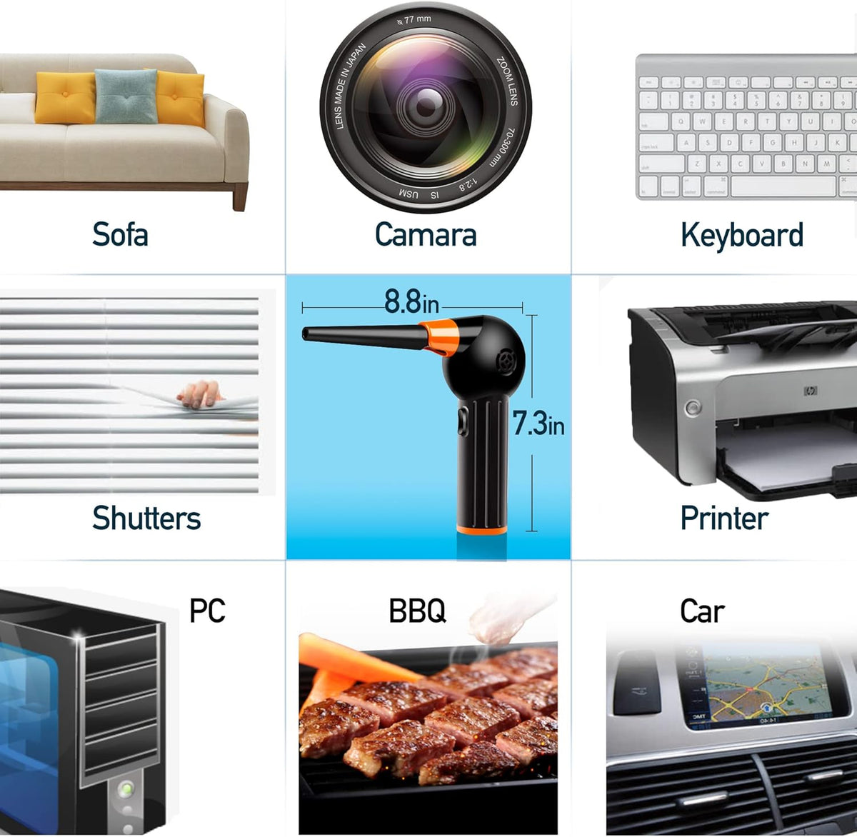 Electric Compressed Air Duster Cordless, 40000 RPM Brushless Motor, Rechargeable Battery Pack of 2 G7422