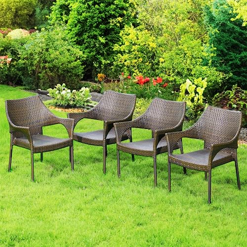 Outdoor Dining Chairs Set of 4 Stackable Wicker R1226