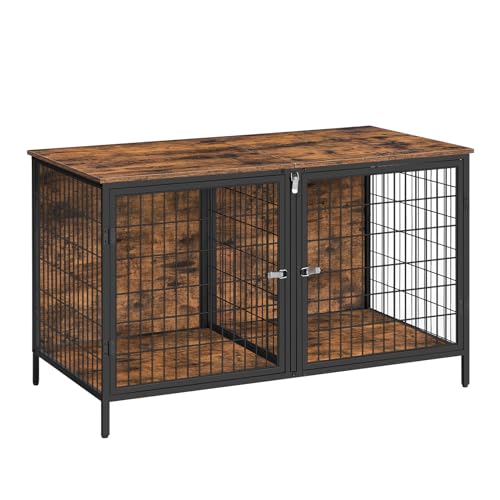 Rustic Brown Dog Crate Furniture with Removable Divider S983