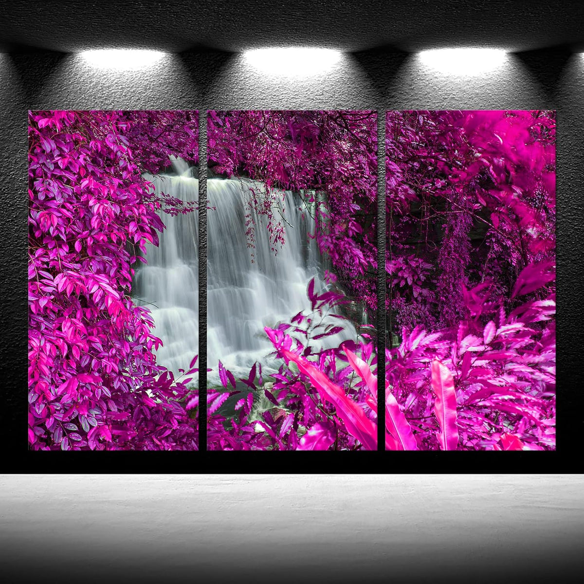 Black White and Purple Canvas Wall Art 16x32inchx3pcs A9042