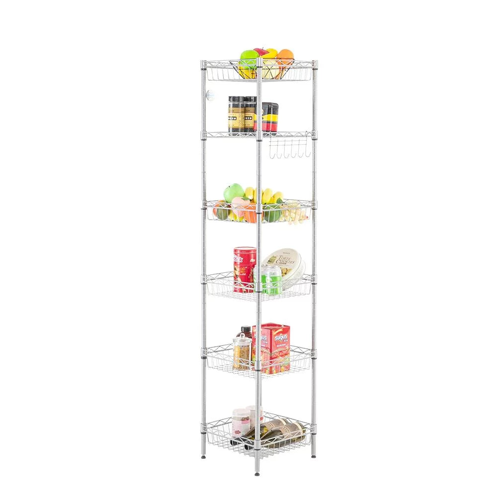 6 Tier Wire Storage Shelving Rack 265lbs Capacity I404159