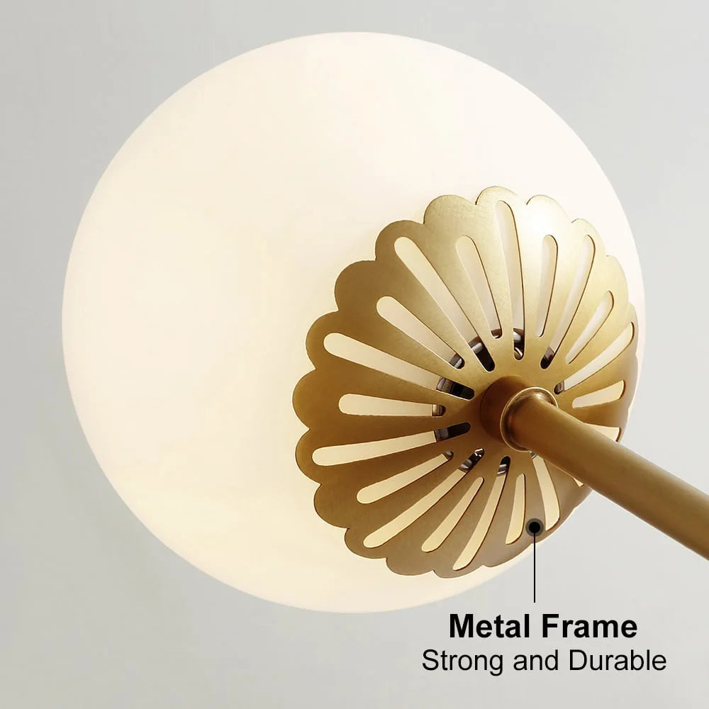 Modern Gold 3-Light Semi Flush Mount Light with White Round Glass Globe Shade J68329